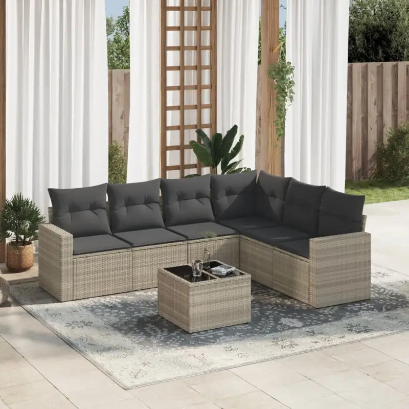 Tuinset met zwart materiaal en gepoedercoat staal voor buitenplezier - Lichtgrijs / Met tafel - Tuinsets