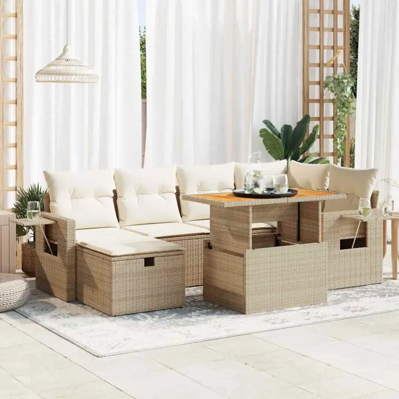 Tuinset met zwart materiaal en gepoedercoat staal voor buitenplezier - beige en crèmekleurig / met opbergruimte