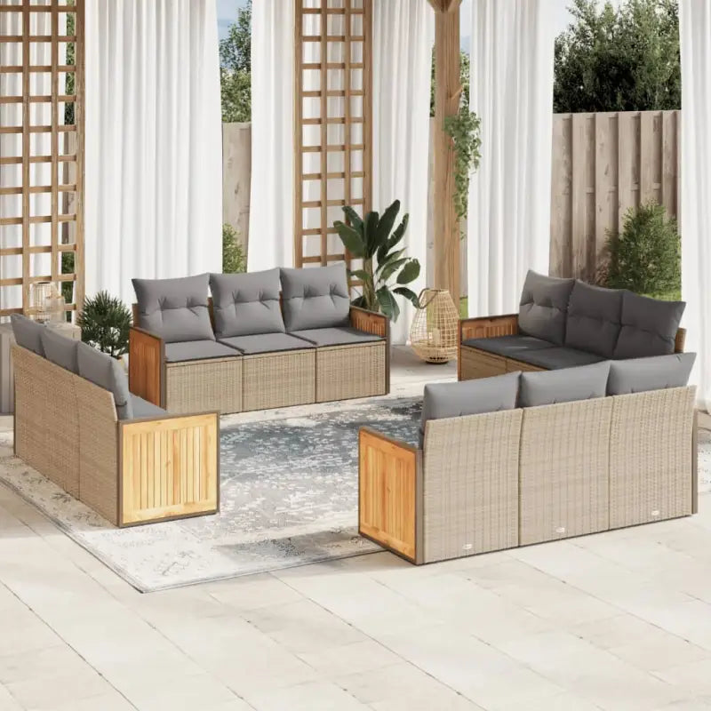 Tuinset met zwart materiaal en gepoedercoat staal voor buitenplezier - Beige en grijs / Zonder tafel - Tuinsets