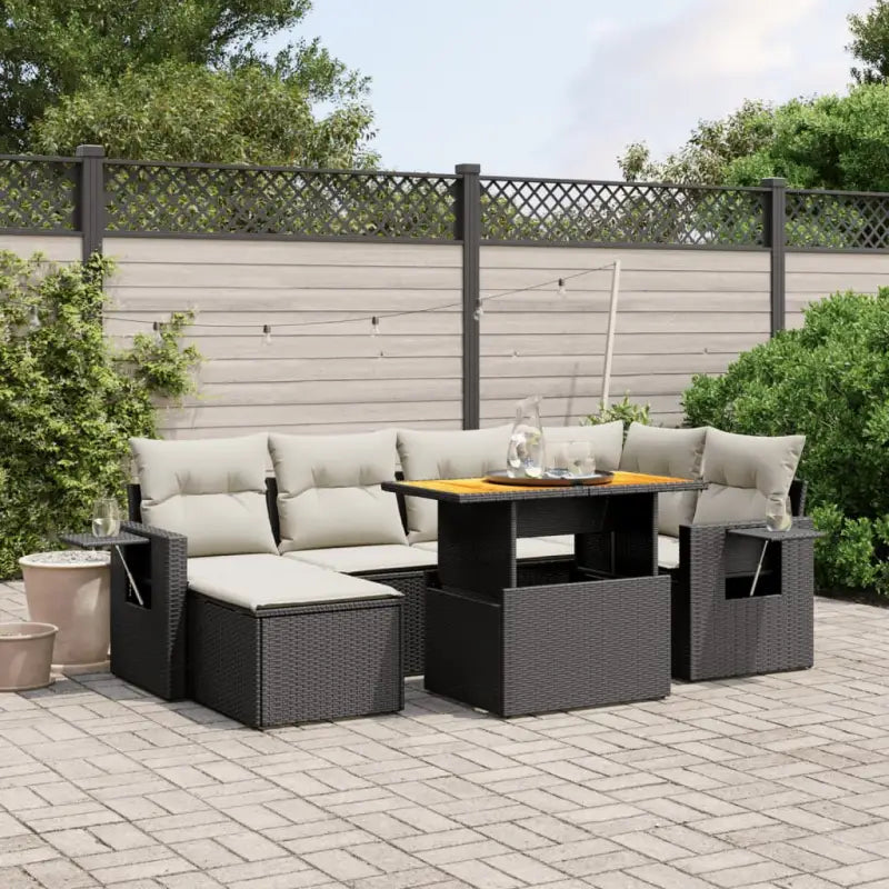 Tuinset met zwart materiaal en gepoedercoat staal voor buitenplezier - Zwart en crème / zonder opbergruimte - Tuinsets