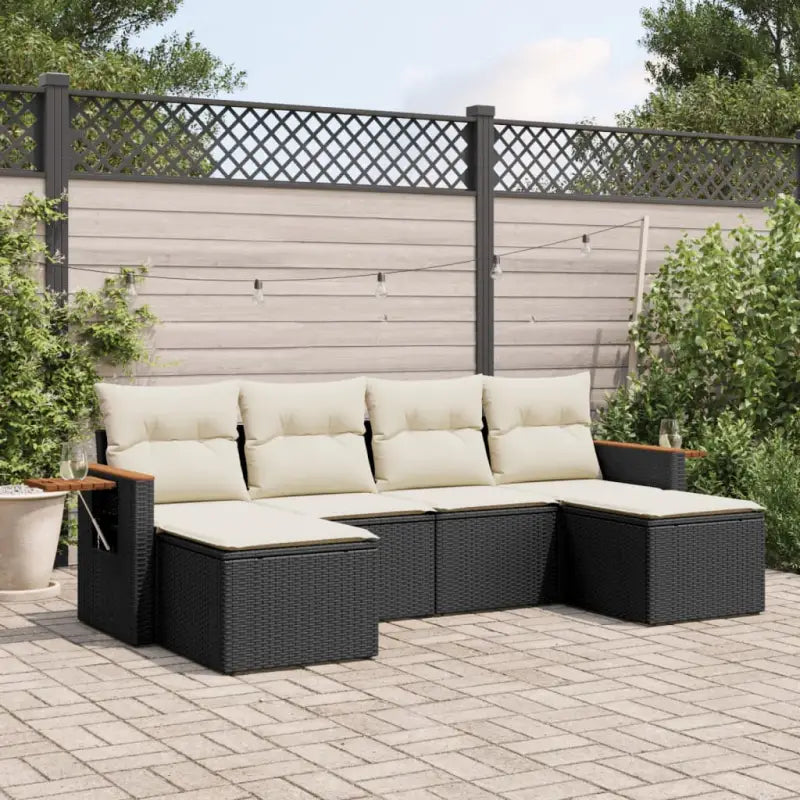 Tuinset met zwart materiaal en gepoedercoat staal voor buitenplezier - Zwart en crème / Zonder tafel - Tuinsets