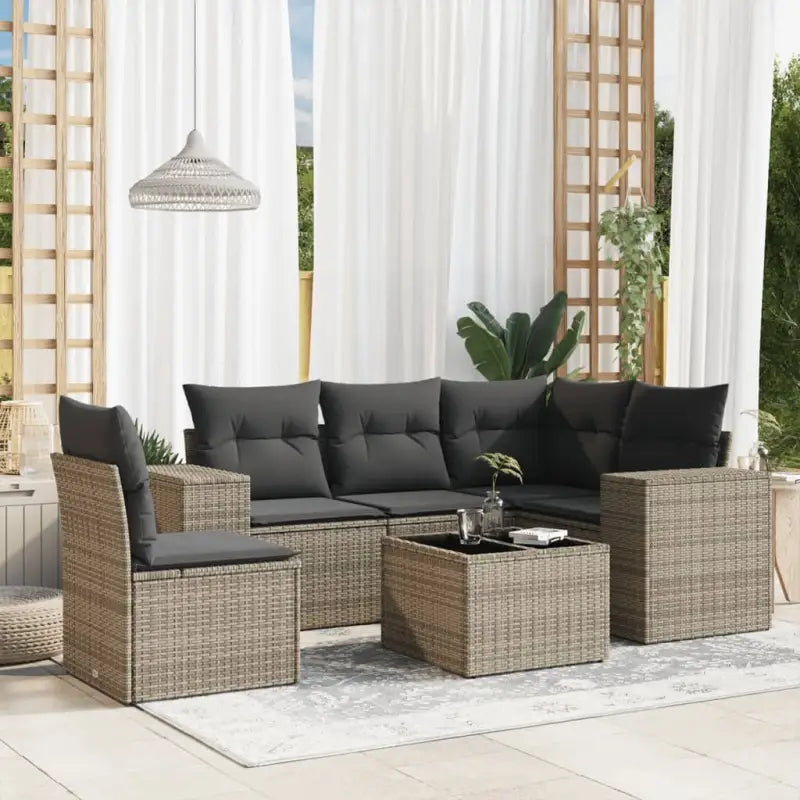 Tuinset met zwart materiaal en gepoedercoat staal voor buitenruimte - Grijs / Met tafel - Tuinsets