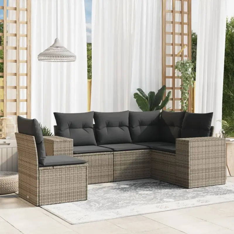 Tuinset met zwart materiaal en gepoedercoat staal voor buitenruimte - Grijs / Zonder tafel - Tuinsets