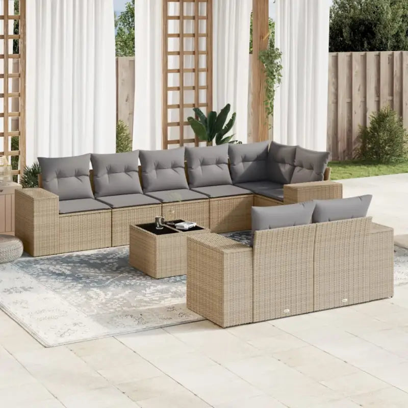Tuinset met zwart materiaal en gepoedercoat staal voor comfortabel buitengebruik - beige en lichtgrijs / Met tafel