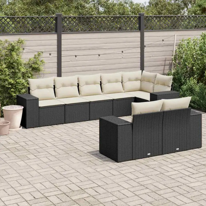 Tuinset met zwart materiaal en gepoedercoat staal voor comfortabel buitengebruik - Zwart en crème / Zonder tafel