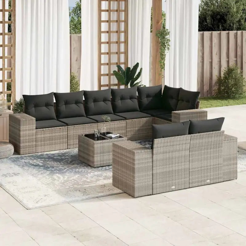 Tuinset met zwart materiaal en gepoedercoat staal voor comfortabel buitengebruik - Lichtgrijs en donkergrijs