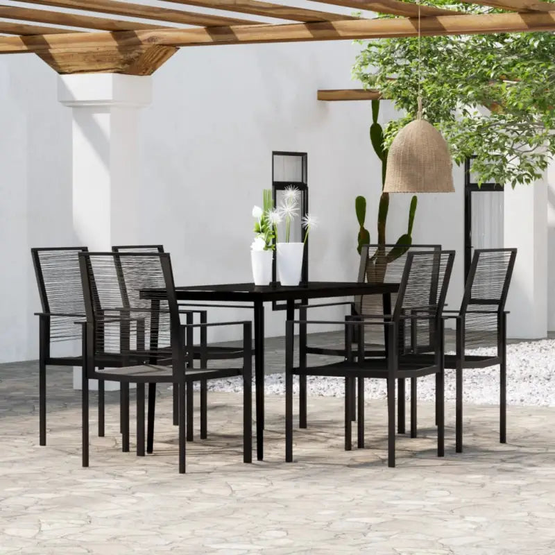 Tuinset met zwart materiaal en gepoedercoat staal voor een stijlvolle buitenruimte - 140 cm tafellengte - Tuinsets