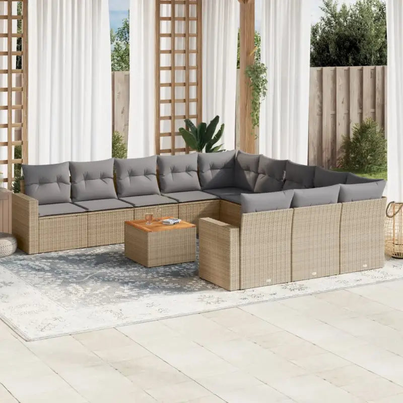 Tuinset met zwart materiaal en gepoedercoat staal voor gezellige buitenruimte - Beige en grijs - Tuinsets