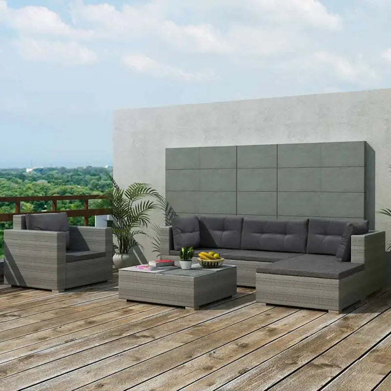 Tuinset Rattan Loungeset levering bevat voor alle seizoenen - Grijs - Tuinsets