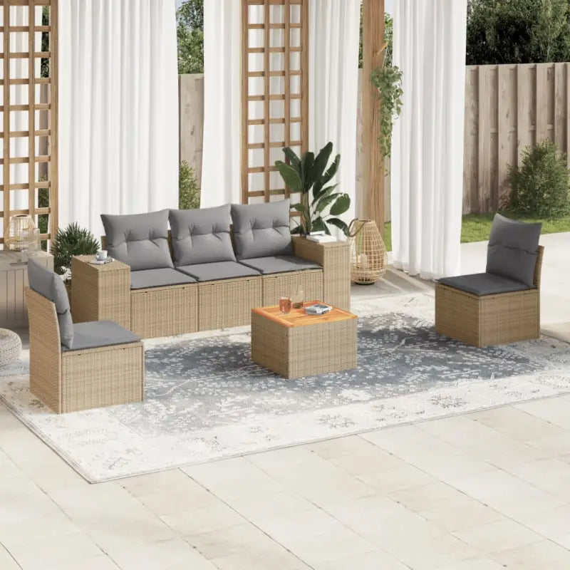 Tuinset van beige materiaal en gepoedercoat staal voor buitenplaatsen - Beige en grijs - Tuinsets