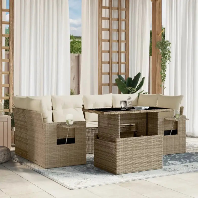Tuinset van beige materiaal en gepoedercoat staal voor buitenplezier - beige en crèmekleurig / zonder opbergruimte