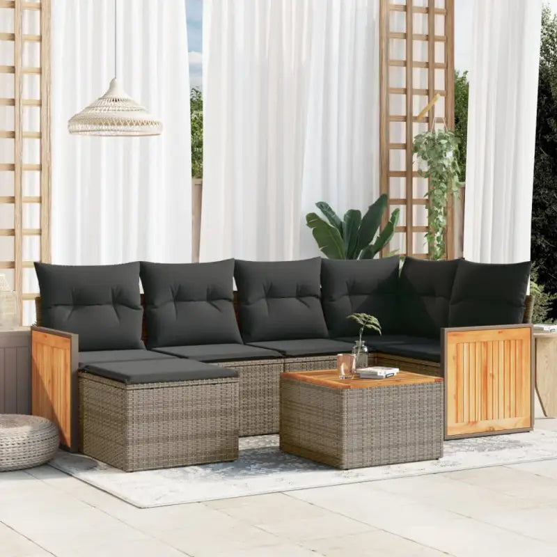 Tuinset van beige materiaal met gepoedercoat staal en afmetingen - Grijs / Met tafel - Tuinsets