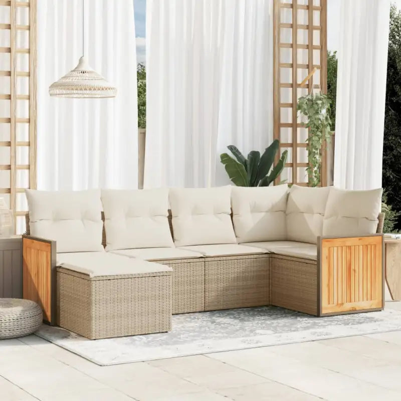 Tuinset van beige materiaal met gepoedercoat staal en afmetingen - Tuinsets