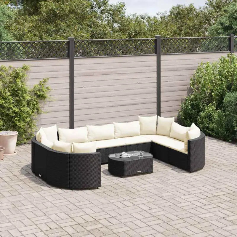 Tuinset van bruin materiaal met gepoedercoat staal en comfortabele afmetingen - Zwart en crème - Tuinsets
