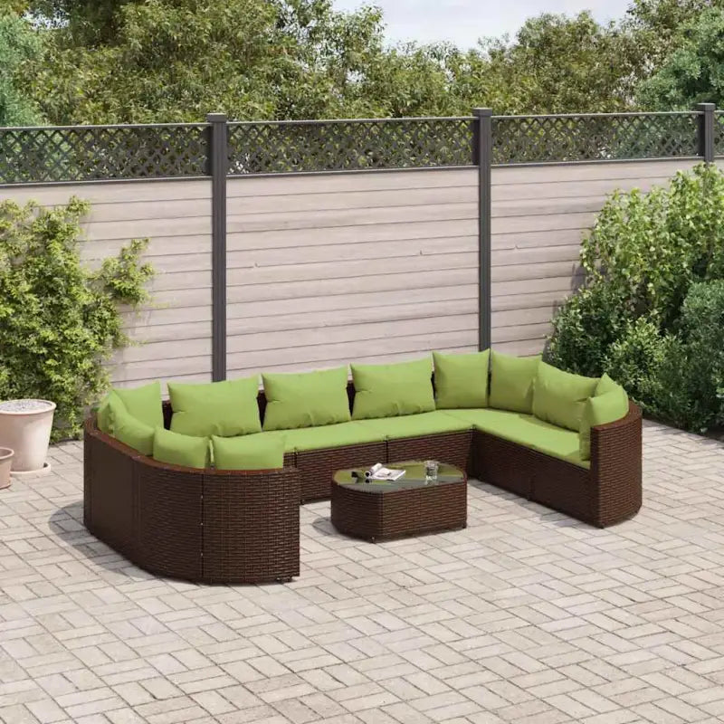Tuinset van bruin materiaal met gepoedercoat staal en comfortabele afmetingen - Bruin en groen - Tuinsets