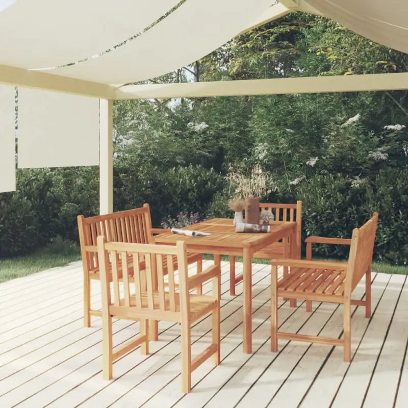 Tuinset van fijn geschuurd hard teakhout voor een moderne look - 2x Bank + 2x Fauteuil + Tafel - Tuinsets