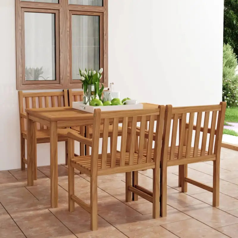 Tuinset van fijn geschuurd hard teakhout voor een moderne look - 4x armstoel + tafel - Tuinsets