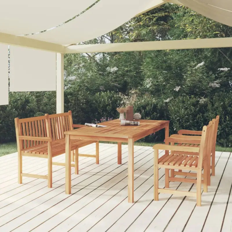 Tuinset van fijn geschuurd hard teakhout voor een moderne tuinruimte - Bank + 2x Fauteuil + Tafel - Tuinsets