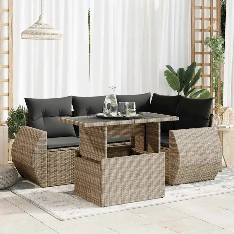 Tuinset van gepoedercoat staal in zwart materiaal voor buitenplezier - Grijs / met opbergruimte - Tuinsets