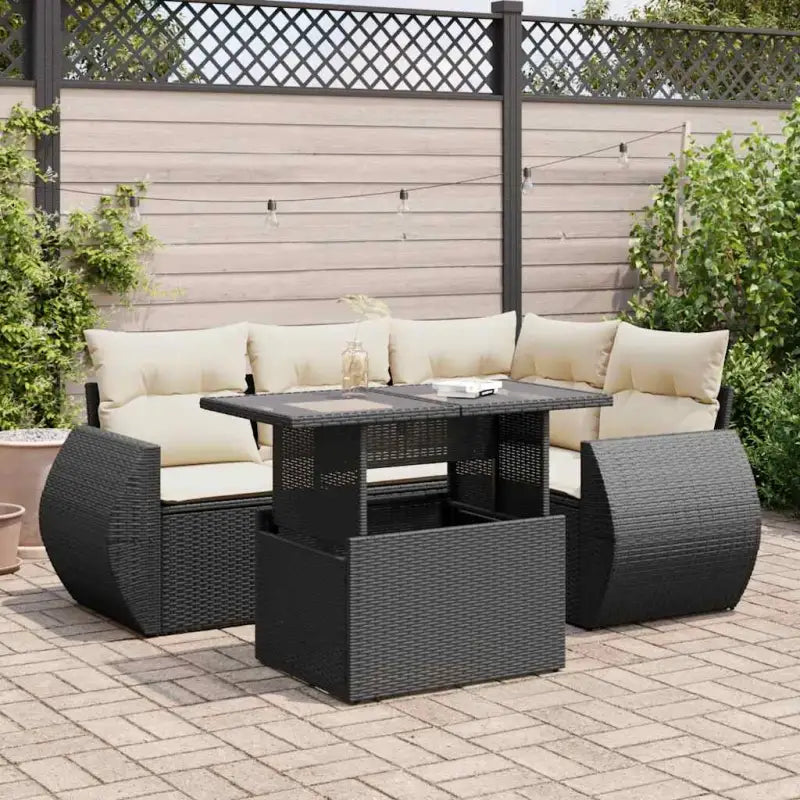 Tuinset van gepoedercoat staal in zwart materiaal voor buitenplezier - Zwart en crème / met opbergruimte - Tuinsets
