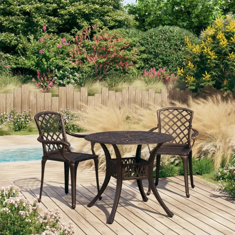 Tuinset van gietaluminium voor een comfortabele en duurzame zitplek - Brons - Tuinsets