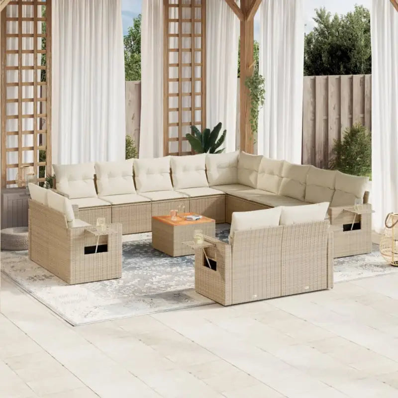 Tuinset van grijs materiaal en gepoedercoat staal met ideale afmetingen - beige en crèmekleurig - Tuinsets