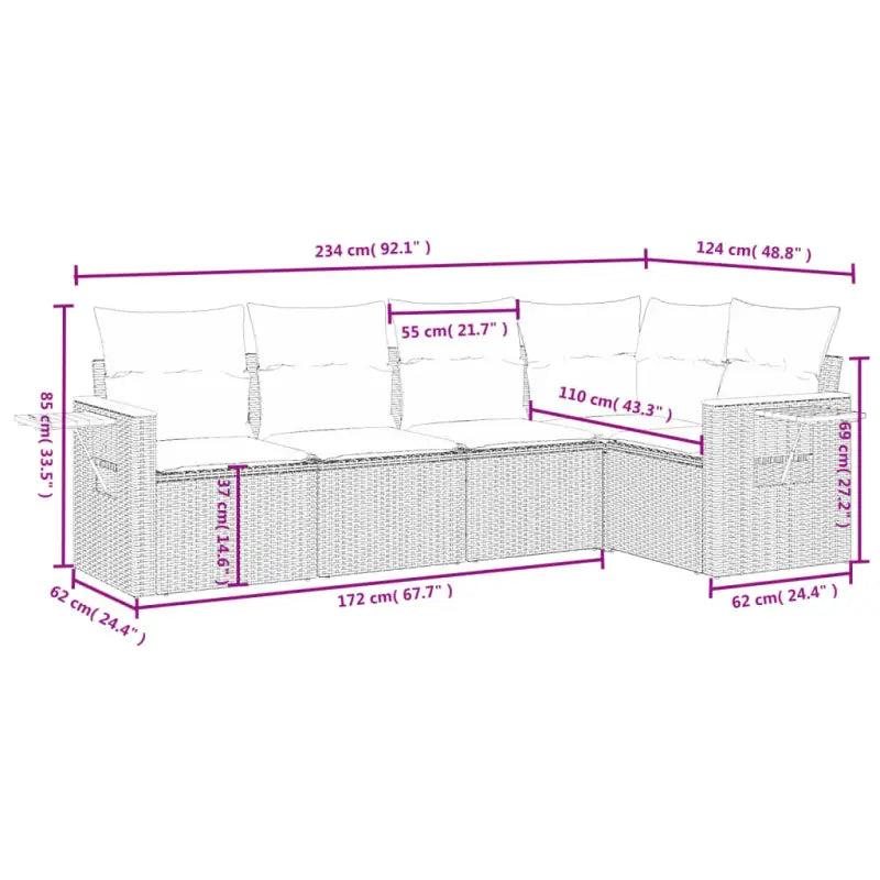 Tuinset van grijs materiaal en gepoedercoat staal voor comfortabele buitenruimte - Tuinsets