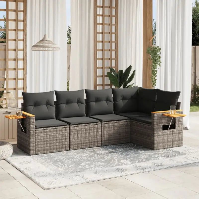 Tuinset van grijs materiaal en gepoedercoat staal voor comfortabele buitenruimte - Grijs / Zonder tafel - Tuinsets
