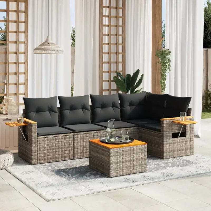 Tuinset van grijs materiaal en gepoedercoat staal voor comfortabele buitenruimte - Grijs / Met tafel - Tuinsets