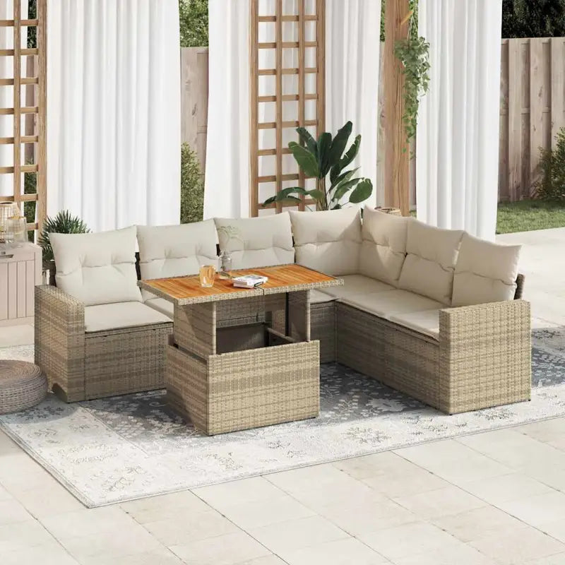 Tuinset van grijs materiaal en gepoedercoat staal voor gezellige buitenruimtes - beige en crèmekleurig / 3x hoek