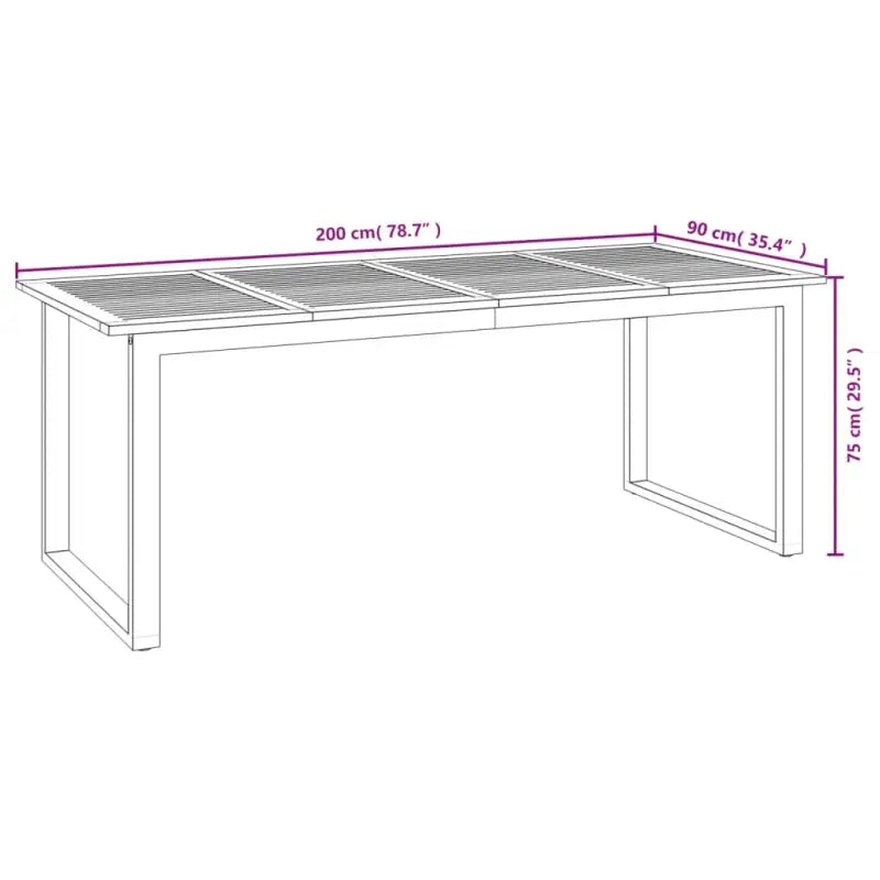 Tuinset van massief acaciahout met metalen poten voor buiten genieten - 200 cm tafellengte - Tuinsets