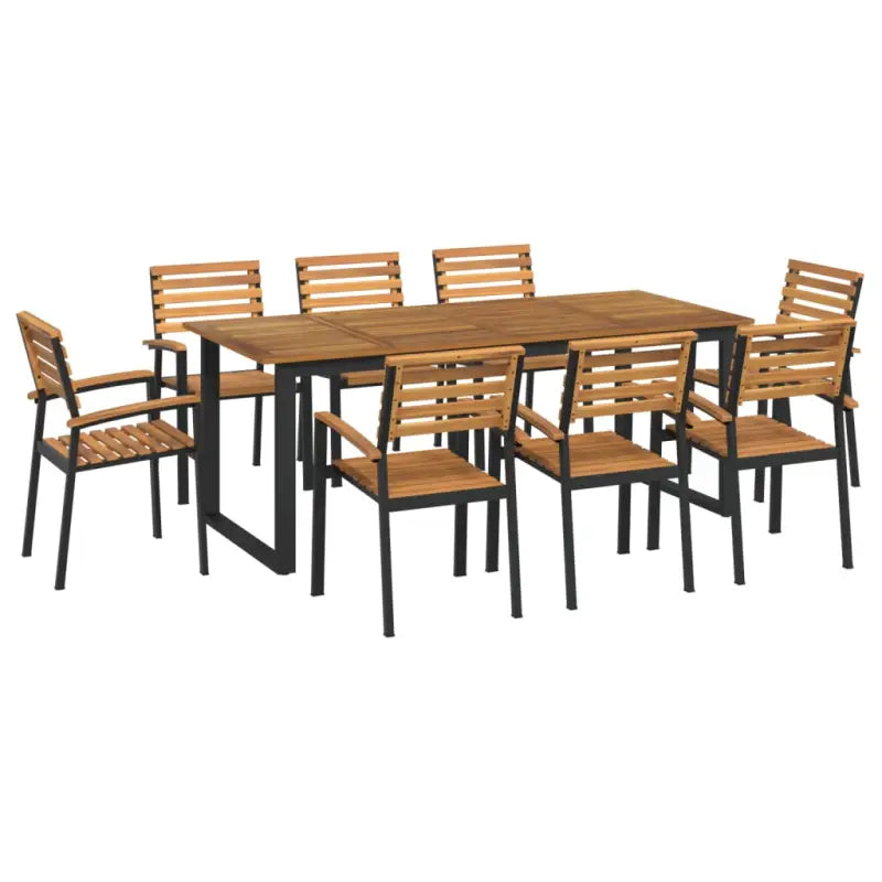 Tuinset van massief acaciahout met metalen poten voor buiten genieten - 200 cm tafellengte - Tuinsets