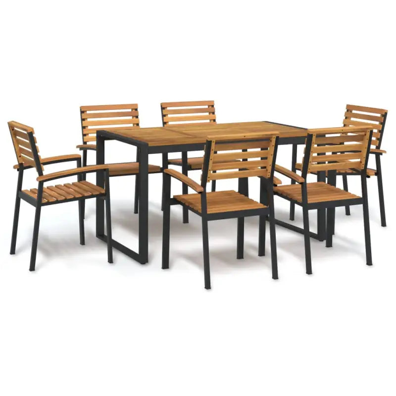 Tuinset van massief acaciahout met metalen poten voor buiten genieten - 140 cm tafellengte - Tuinsets