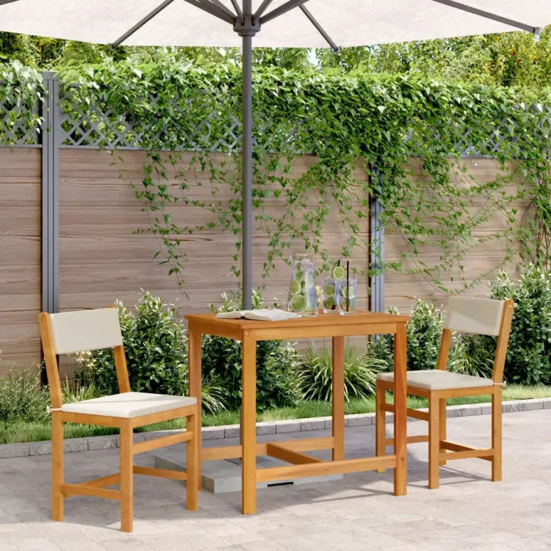 Tuinset van massief acaciahout met olieafwerking en perfecte afmetingen - Bruin en crème - Tuinsets