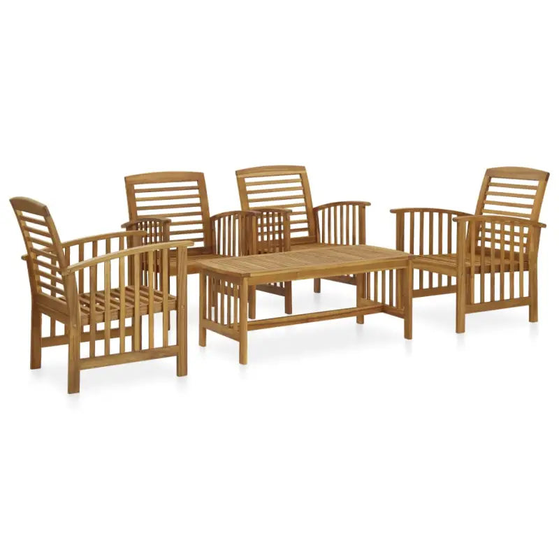 Tuinset van massief acaciahout met vintage uitstraling voor buitenruimtes - Bruin / 4x armstoel + tafel - Tuinsets