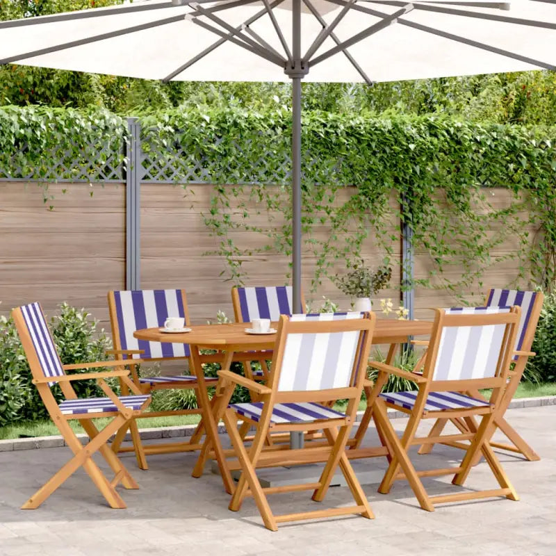 Tuinset van massief acaciahout voor buiten en terras - Blauw en wit - Tuinsets