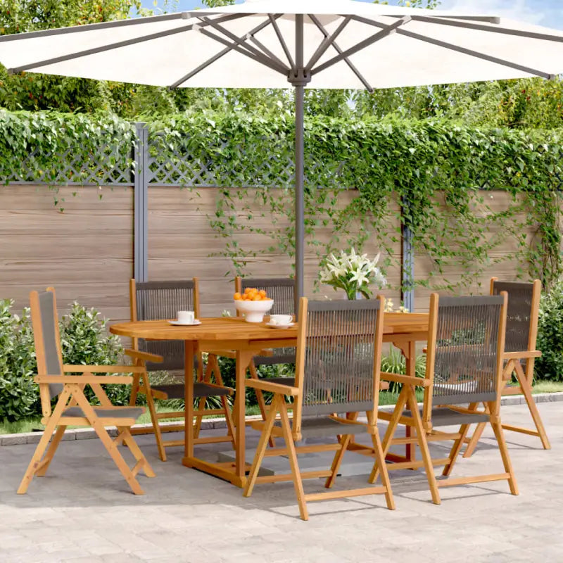 Tuinset van massief acaciahout voor buiten en terras ontspannen - Grijs / ovaal - Tuinsets