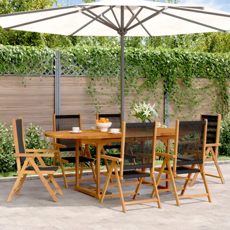Tuinset van massief acaciahout voor buiten en terras ontspannen - Zwart / ovaal - Tuinsets