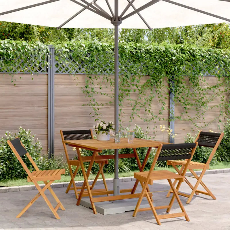 Tuinset van massief acaciahout voor buiten en terras ontspanning - Zwart / 90 x 90 x 75 cm - Tuinsets