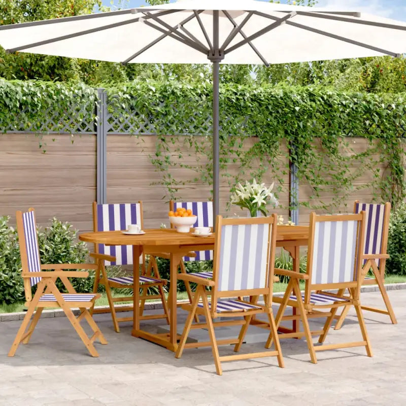 Tuinset van massief acaciahout voor buiten en terras ontspanning - Blauw en wit / ovaal - Tuinsets