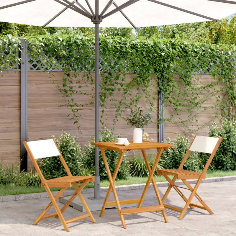Tuinset van massief acaciahout voor buiten en terras ontspanning - Crème / 60 x 60 x 75 cm - Tuinsets