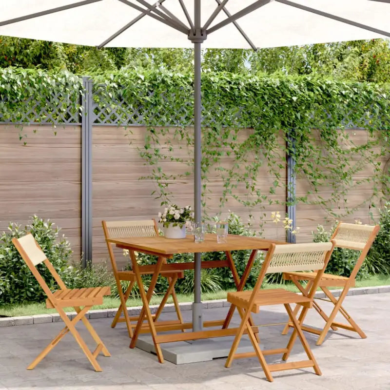 Tuinset van massief acaciahout voor buiten en terras ontspanning - Beige / 90 x 90 x 75 cm - Tuinsets