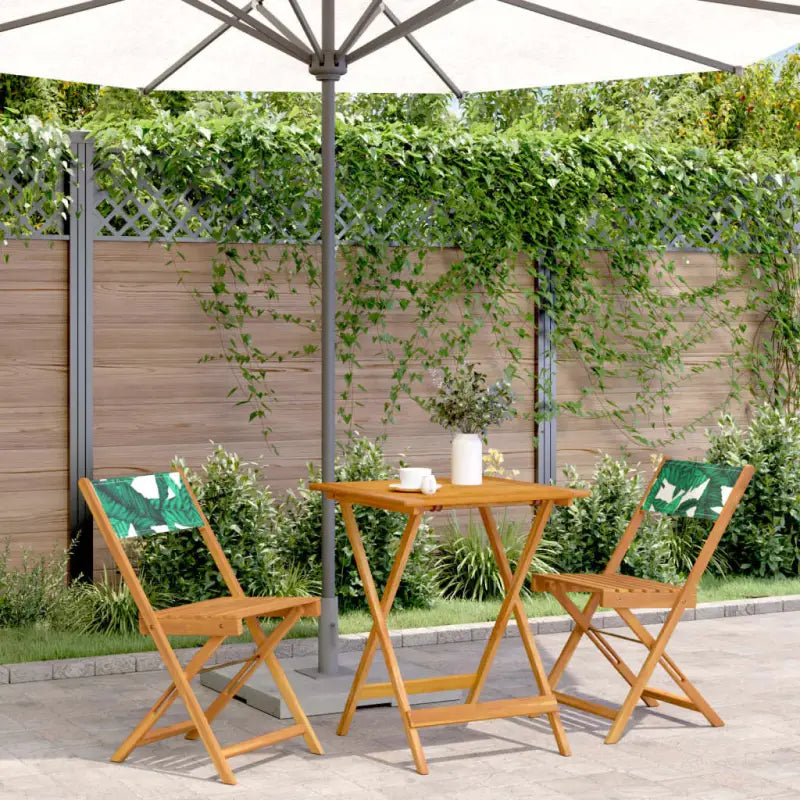 Tuinset van massief acaciahout voor buiten en terras ontspanning - Bladpatroon / 60 x 60 x 75 cm - Tuinsets