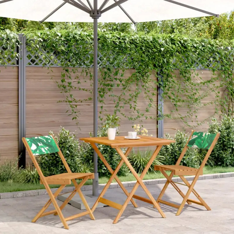 Tuinset van massief acaciahout voor buiten en terras ontspanning - Bladpatroon / 70 x 70 x 75 cm - Tuinsets