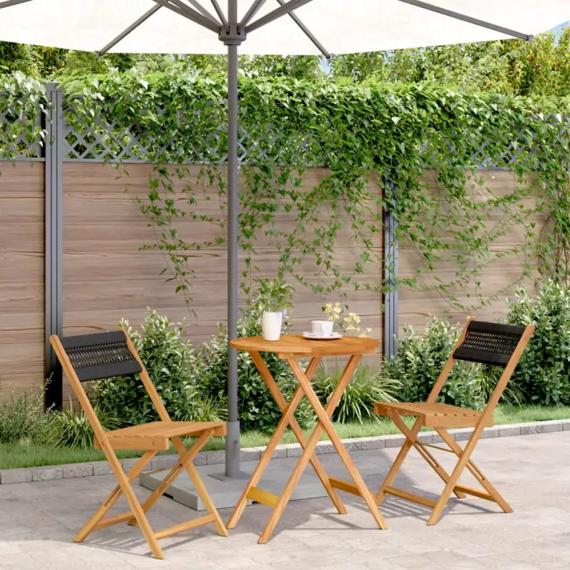 Tuinset van massief acaciahout voor buiten en terras ontspanning - Zwart / 60 x 75 cm - Tuinsets