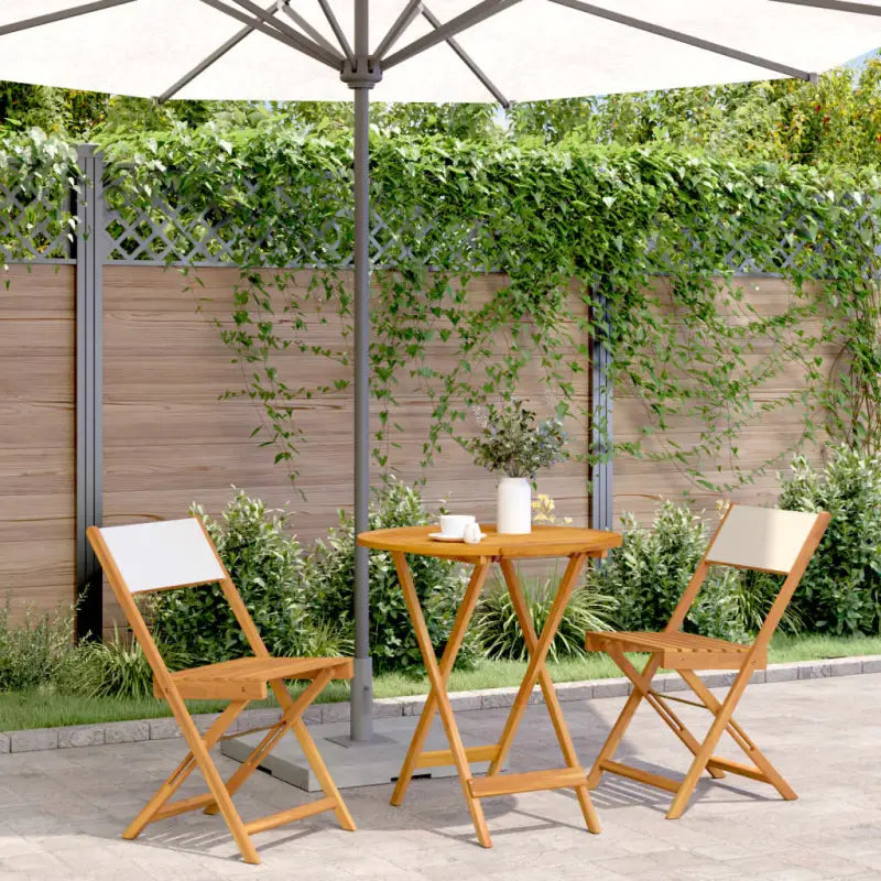 Tuinset van massief acaciahout voor buiten en terras ontspanning - Crème / 70 x 75 cm - Tuinsets