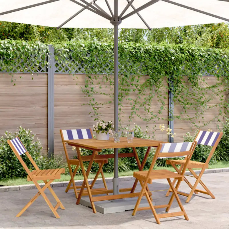 Tuinset van massief acaciahout voor buiten en terras ontspanning - Blauw en wit / 90 x 90 x 75 cm - Tuinsets