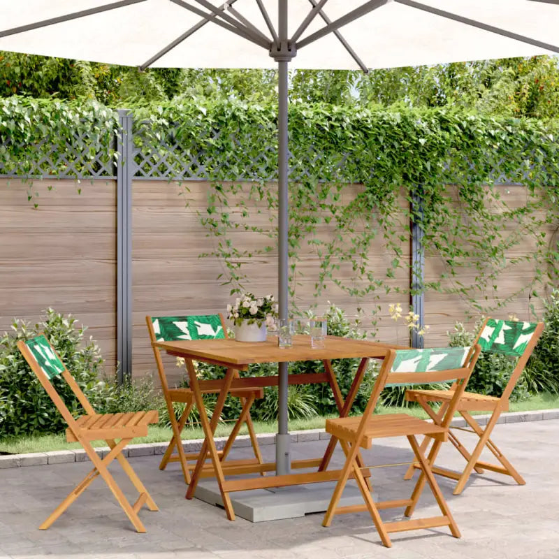 Tuinset van massief acaciahout voor buiten en terras ontspanning - Bladpatroon / 90 x 90 x 75 cm - Tuinsets
