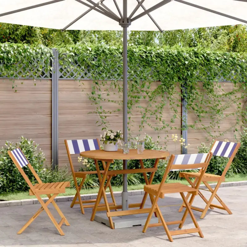 Tuinset van massief acaciahout voor buiten en terras ontspanning - Blauw en wit / 90 x 75 cm - Tuinsets