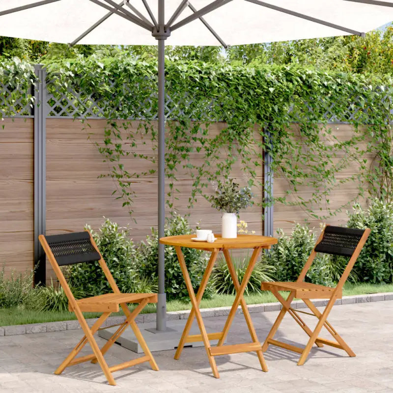 Tuinset van massief acaciahout voor buiten en terras ontspanning - Zwart / 70 x 75 cm - Tuinsets